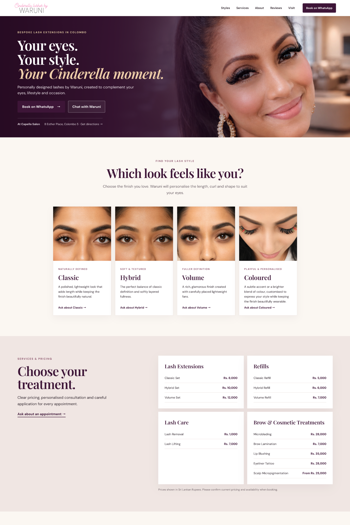 Cinderella Lashes desktop website